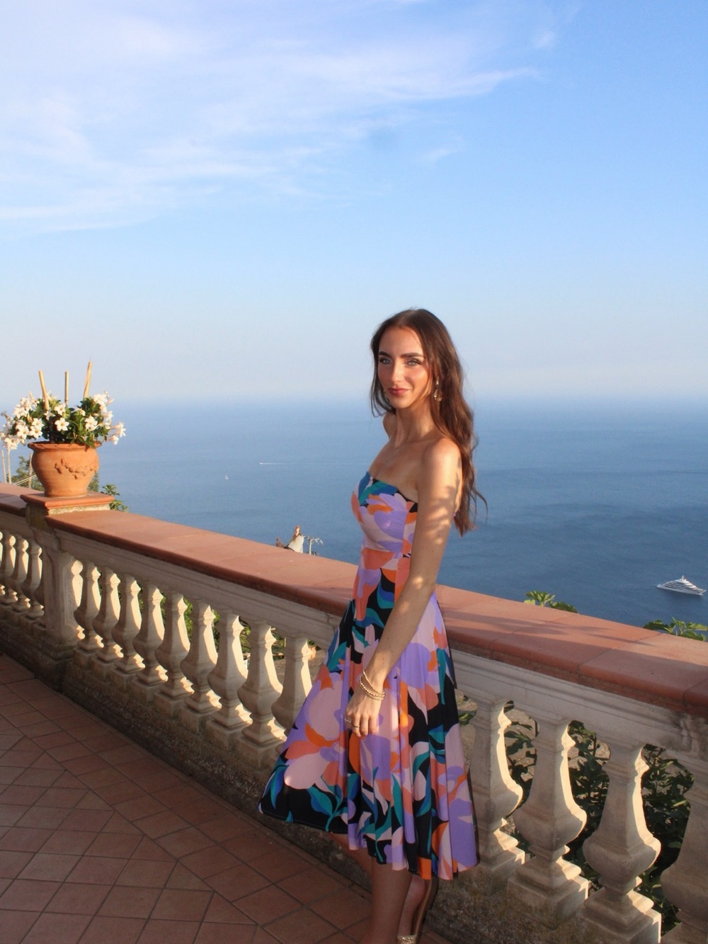 Colorful Strapless Midi Dress